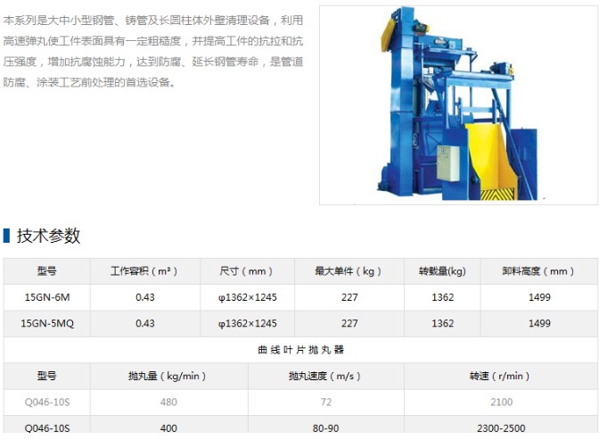 QT1500大滚筒抛丸机参数